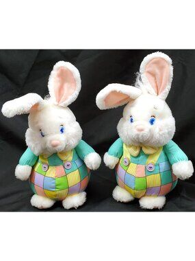 BLOOMER BUNNY 2 stuffed white rabbit spring Easter basket plush AGC Vintage 1994